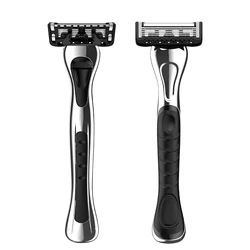 Мужская система бритвы с 5 лезвиями, шведское лезвие из нержавеющей стали с прямой ручкой