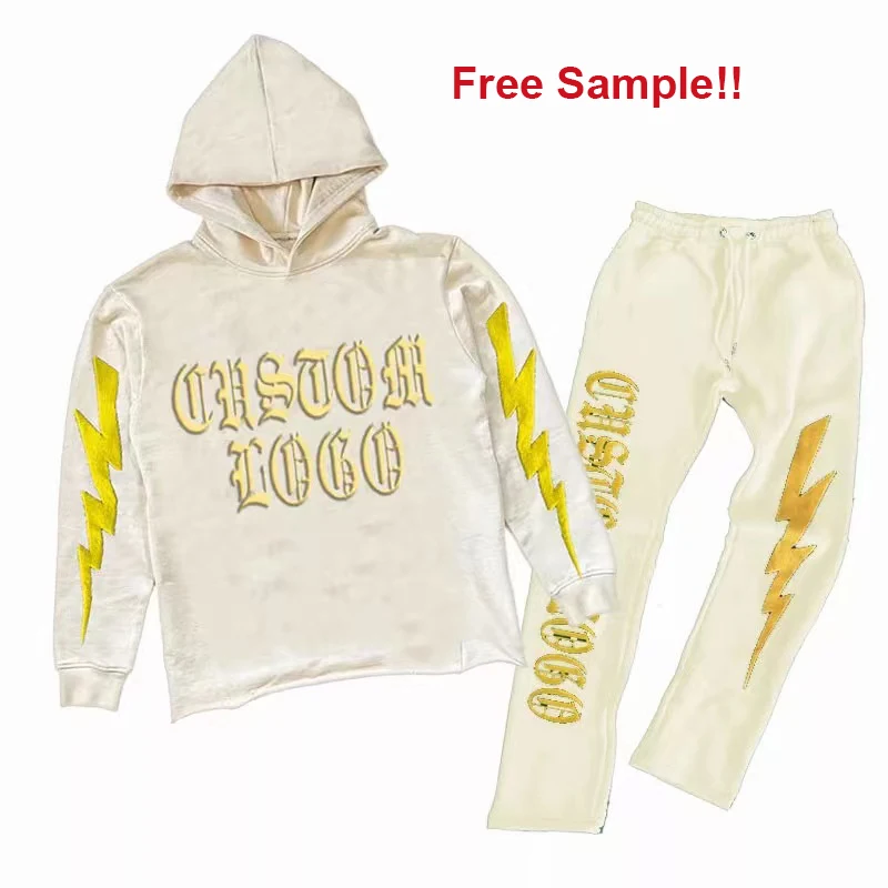 Толстовка с капюшоном и 3D-принтом на заказ, комплект из французского махрового хлопка с толстовкой, спортивные уличные повседневные спортивные штаны и толстовка