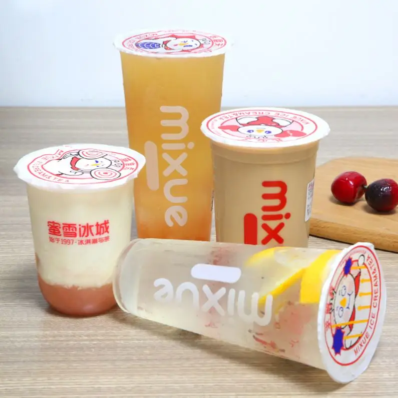 Customized Logo 90 Caliber Matt Pp Hard Slim Cup Disposable Plastic Frosted Pp Injection Cups 500Ml /700 Ml With Lid Plug