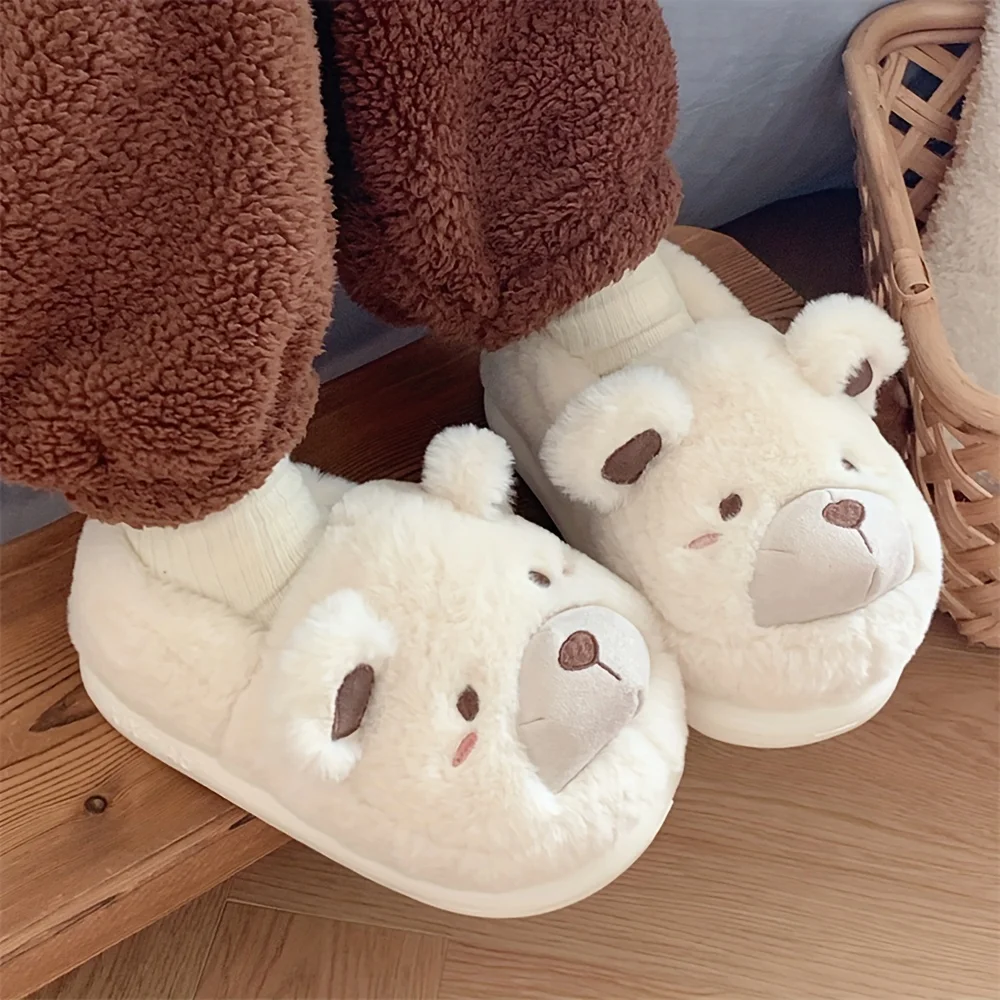 Custom Animals Fluffy Novelty Slippers Kawaii Cartoon Slip Soft Sole Plush Animals Slippers