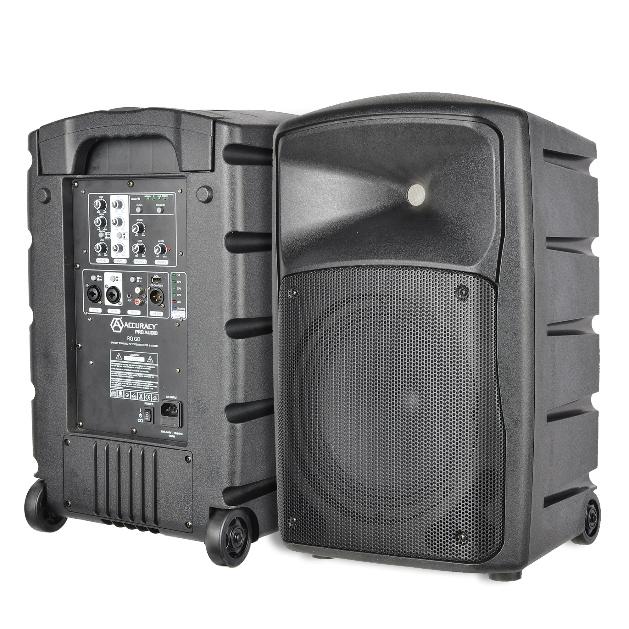 Accuracystands   10 Inch Plastic Subwoofer Battery Powered Pa System DSP Wireless Portable Active Speaker