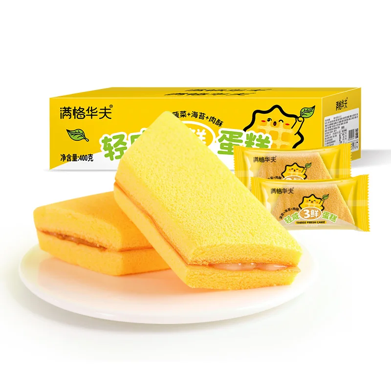 Hot Selling 400g Delicious Milk Bread Wholesale Leisure Snacks Fresh Light Salty Flavored 3 Fresh Cake