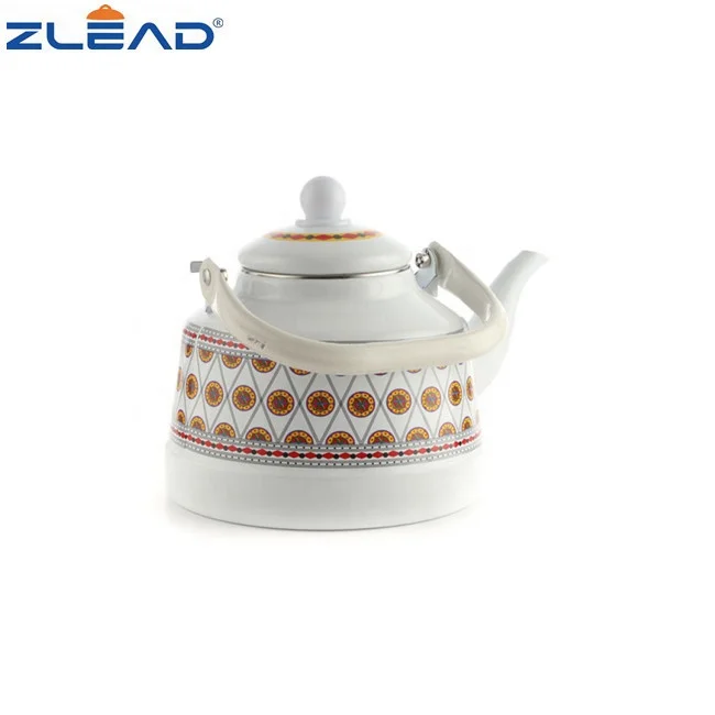 2.5L Enamel Tea Kettle with Steel Handle Vintage Teakettle Large Stovetop Kettle Camping Outdoor Kettle Water Tea Pot