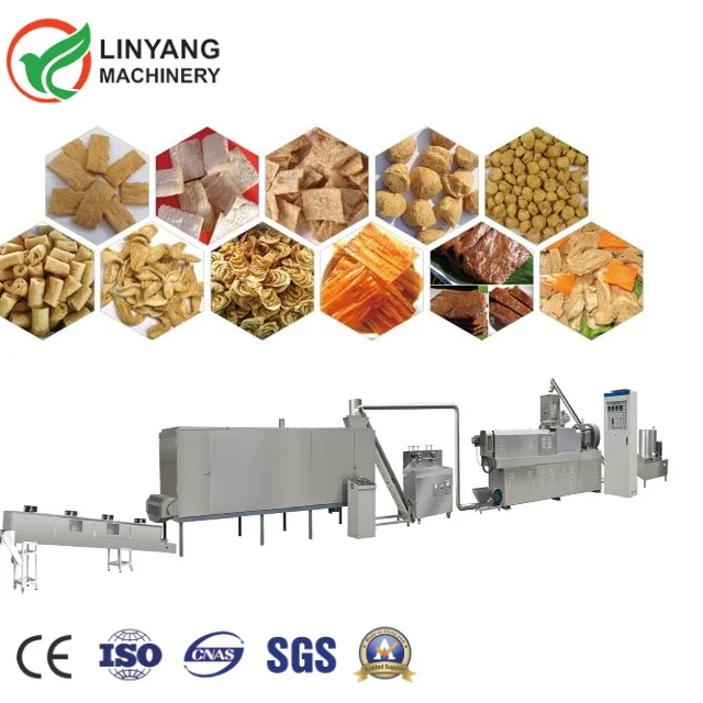Vegetarian Soybean Meat Soya Chunks Making Machine Vegetarian Soya Meat Textured Protein Making Machine Production Line
