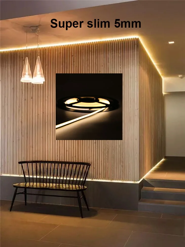 5mm Kit 400LED/M 12V 24V Dimmable Room Deco Cheap Flexible COB LED Strip Light