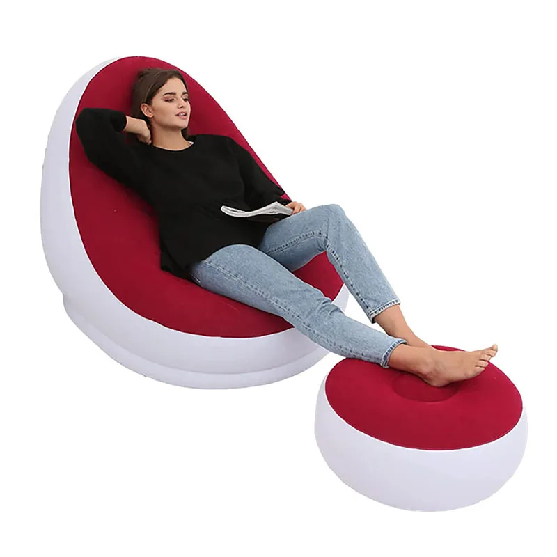 Inflatable lazy party sofa pull out chair bed dorm furniture lounger air sofa with footrest