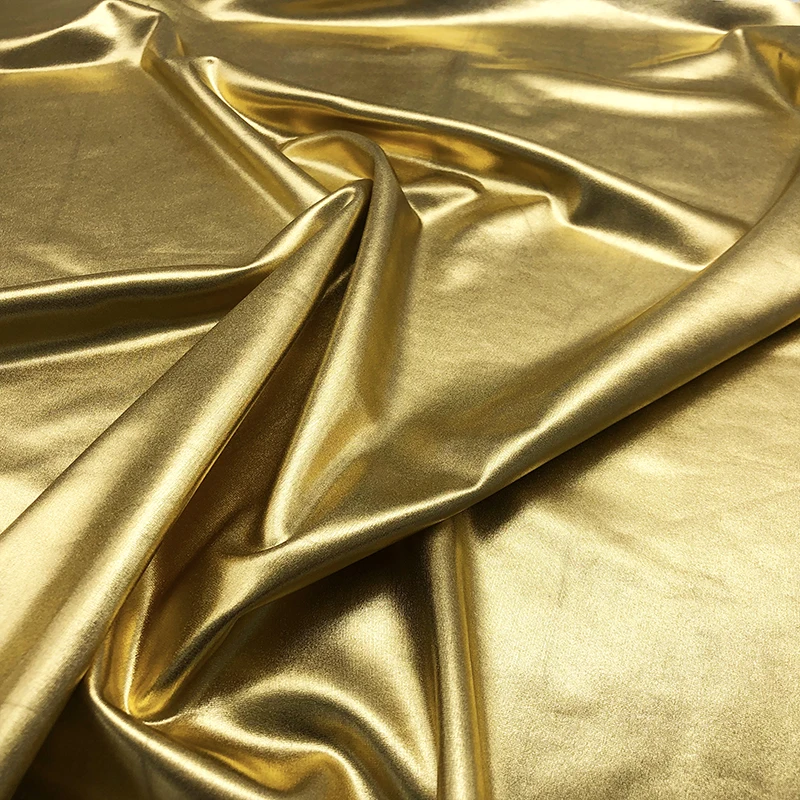 High stretch shiny gold   silver  foil  for  hologram foil printed spandex stretch fabric for swimwear costume wear