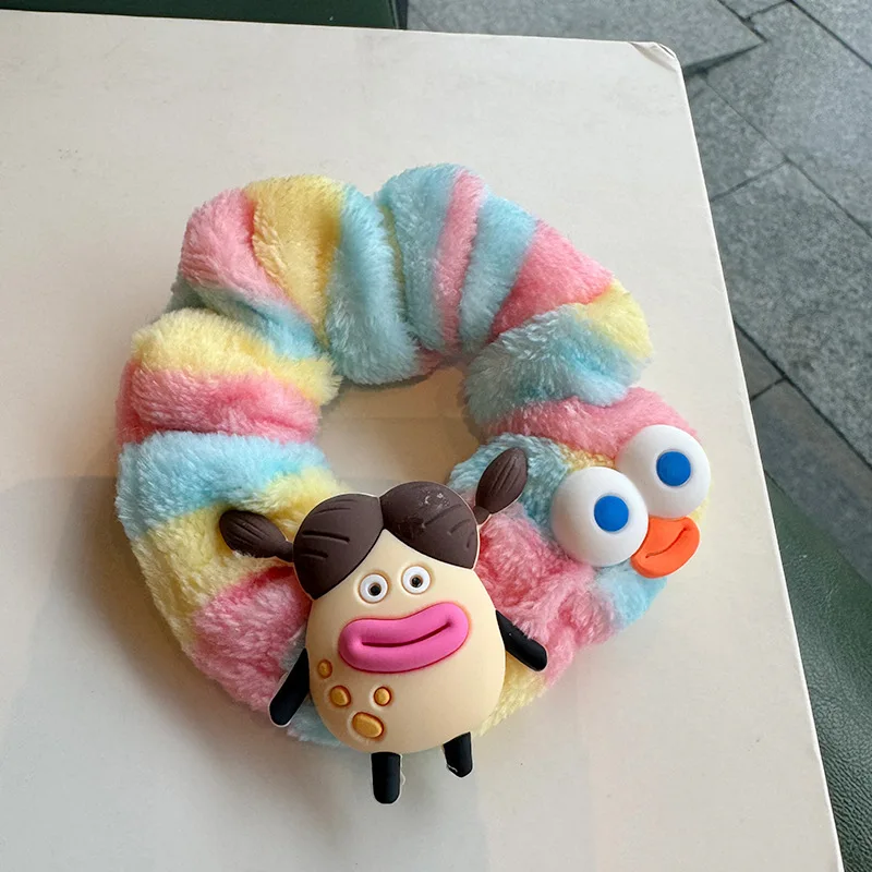 Color big eye cute plush hair ties widened thickened hair rope tied rubber band Korean style hair