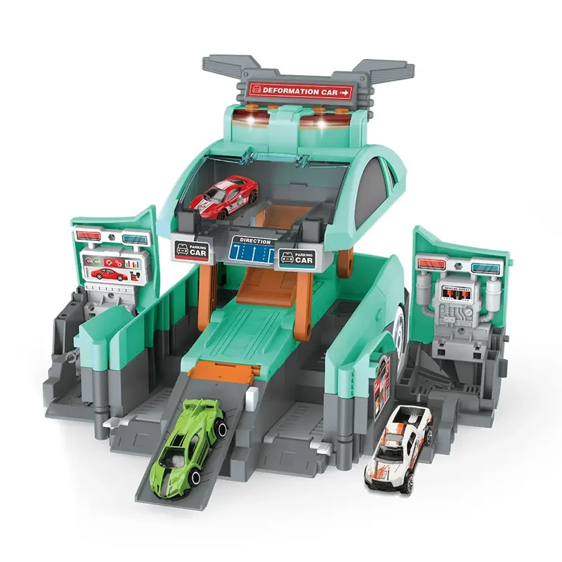 Kids electric city track parking lot plastic toy car garage play set with light and sound