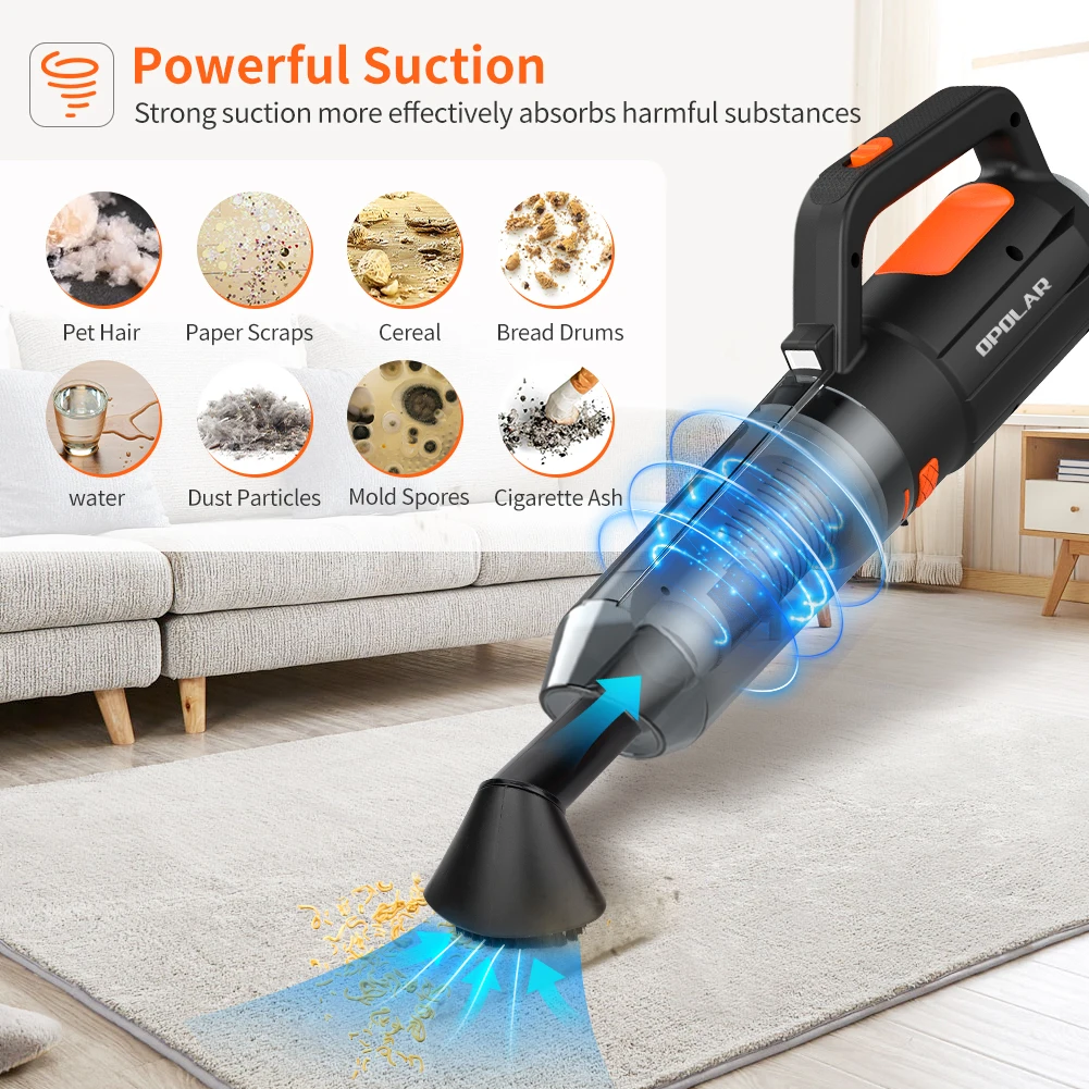 OPOLAR Cordless Vacuum Cleaner 6000PA High Power USB Portable Wireless Mini Handheld Car Vacuum Cleaner
