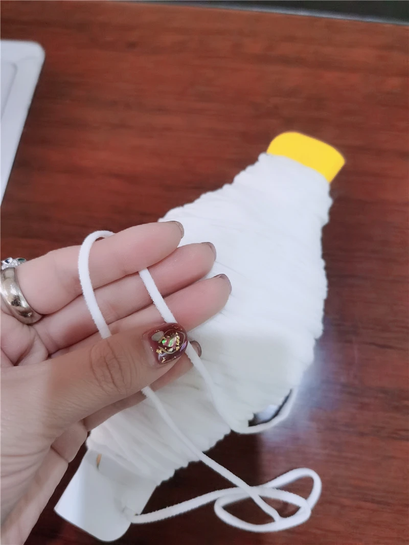 
Manufacturer Flat Earloop 4mm 5mm White color Polyester Spandex Flat Elastic ear tie Disposable earloop 