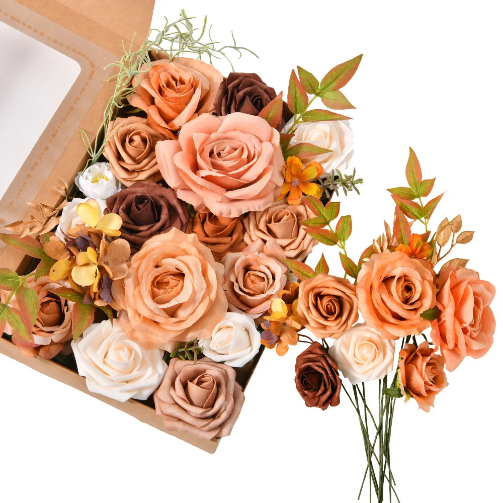 Wholesale Proposal Birthday Party Gift Wedding Bride Bridesmaids Holding Bouquet Wine Red Artificial Rose Box Flower