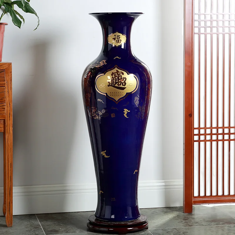 European flower vase vintage style Modern dark blue color for wedding Tall Cheap Large China Plants Vintage  Blue Ceramic Vase