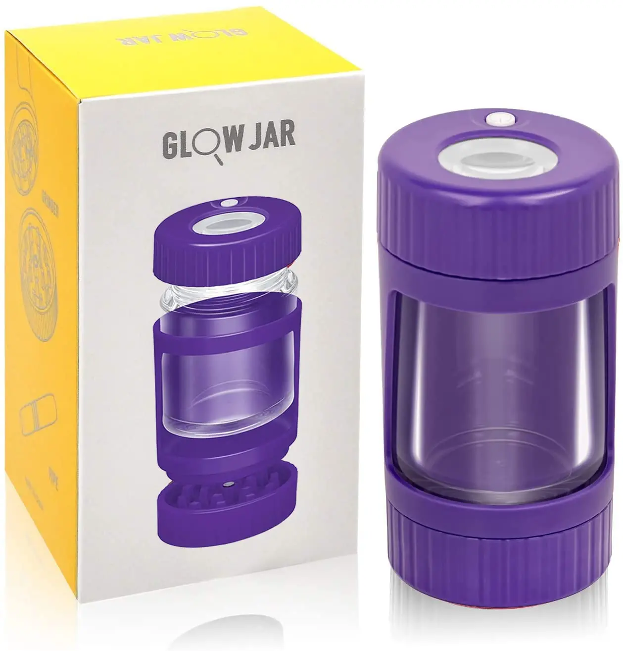 glow in the dark 4 in 1 herb grinder Glass Jar Led Plastic Bottle Stash Magnifier plastic grinder jar