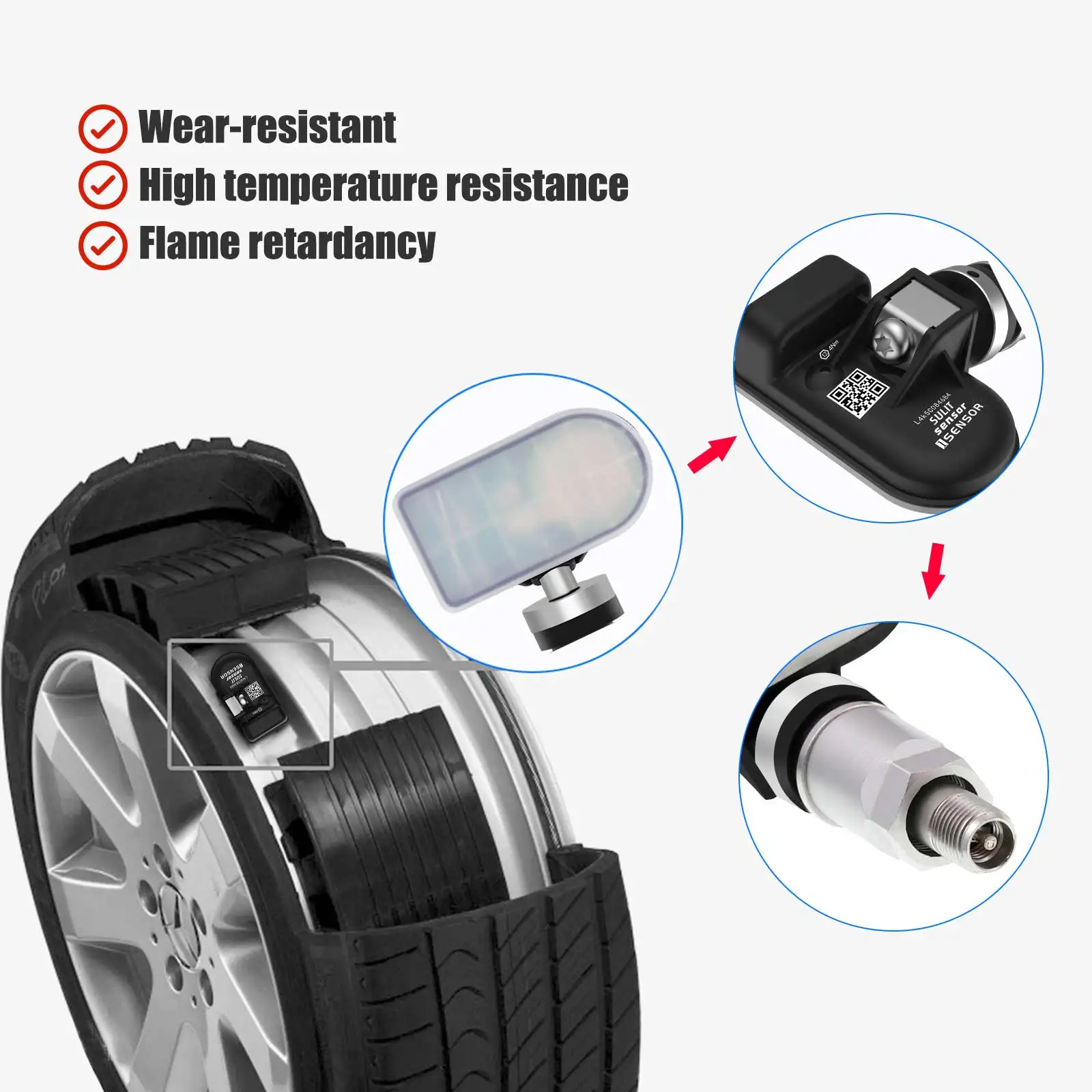Universal TPMS Sensor CGSULIT TS01 433&315MHz 2in1 support replace 2500+ Original Car B/M/W x4
