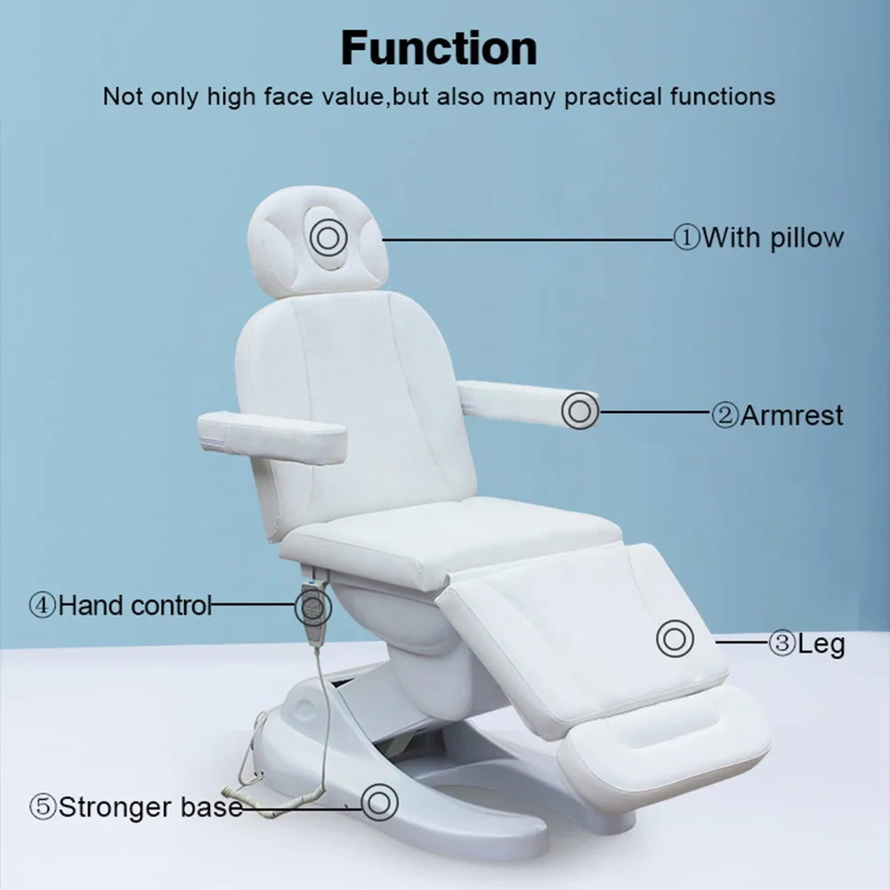 Kangmei Modern Luxury Beauty Spa Cosmetic 4 Electric Motors Treatment Massage Table Eyelash Bed Podiatry Tattoo Facial Chair