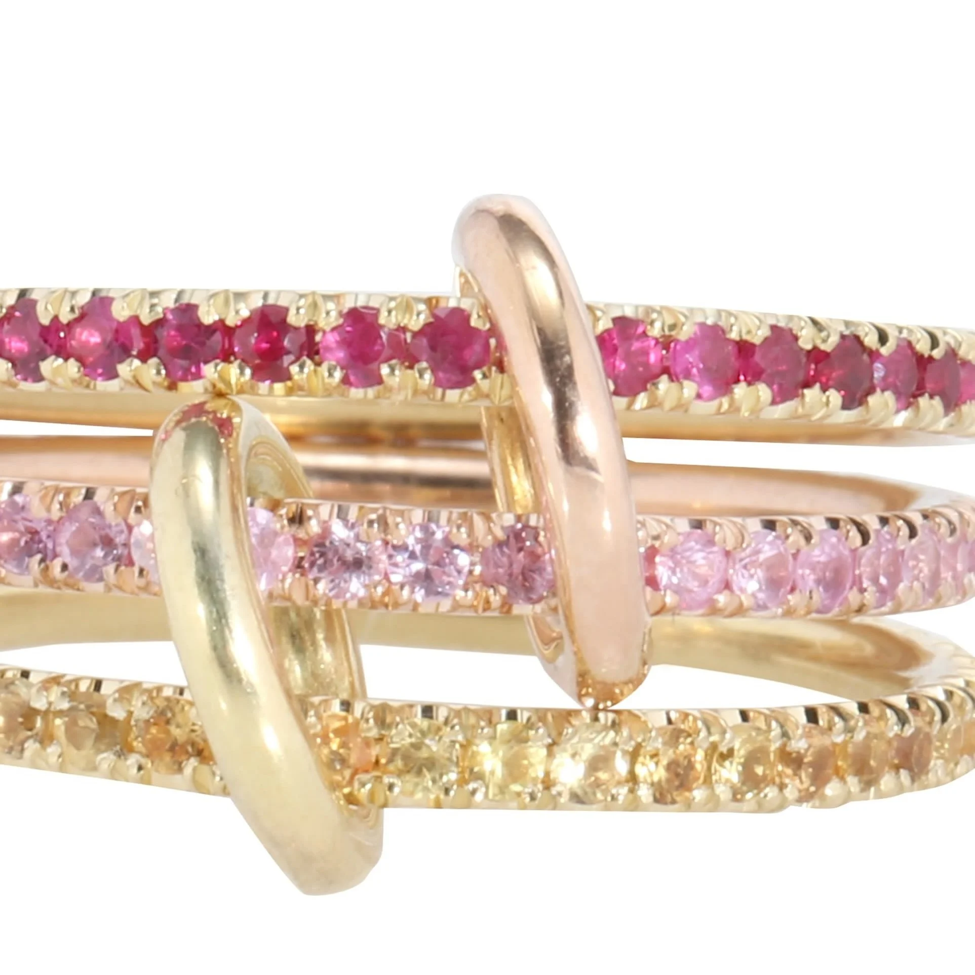 LOZRUNVE 925 Sterling Silver Trendy Jewelry China Cubic Zirconia Gold Vermeil Triple Layer Ring