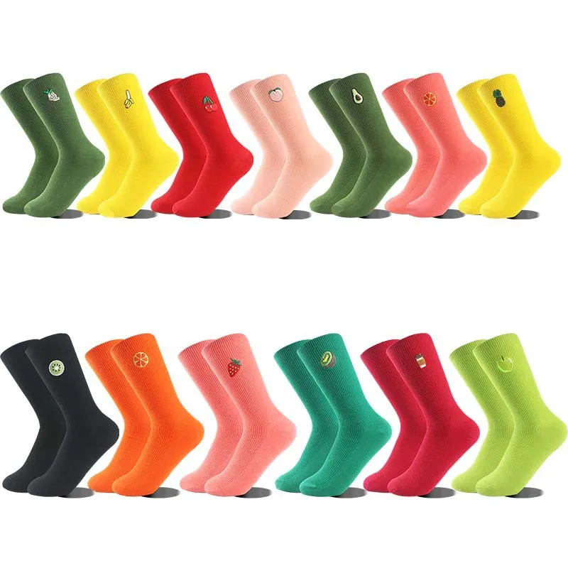 Wholesale Socks Women Teen Young Girl Fruits Cheap Korea Crew Cotton Fashion Breathable Tube Sock