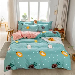 HG Manufacturers 4pcs 100% Polyester Bedding Fitted Sheet Bed Sheets Luxury Pure Linen Queen King Size Bedding Set