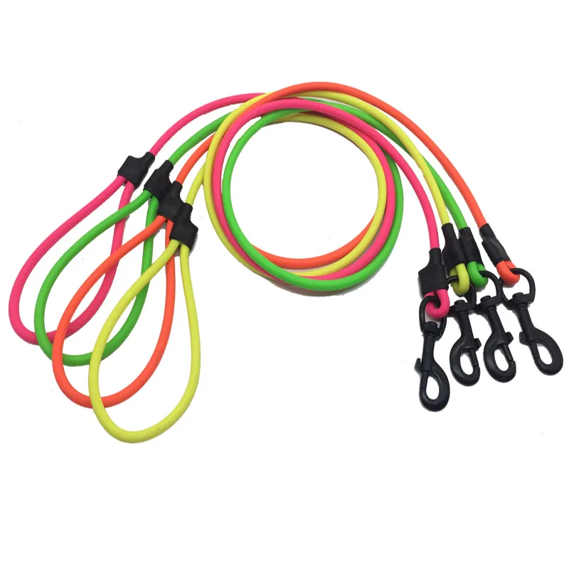 Double Dog Walker Trainer Solid Pattern PVC Coated Nylon Plastic Collars Coupler Leashes for 2 Dogs Animal Inspired Walkers