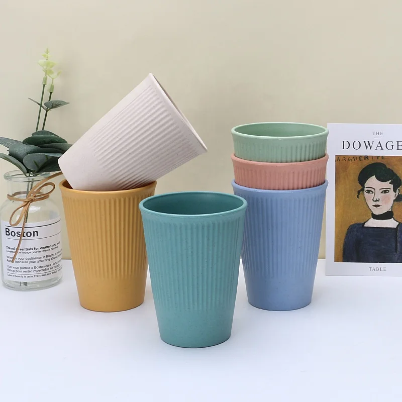 Eco-friendly 4 PCS Wheat Straw Cup Unbreakable Reusable Drinking Cup With Logo