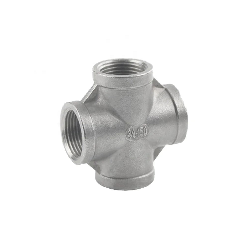 Factory price 316 stainless steel pipe fitting 4 way female cross coupling