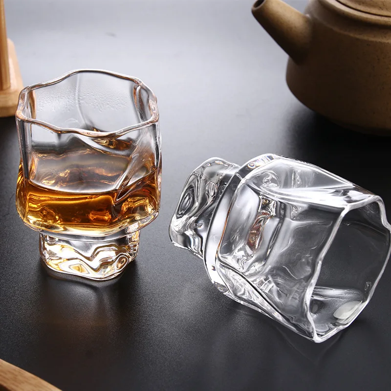 Frosted whiskey Glass Cup Beer Glass Cups Twisted Glass Irregular clear frosted Tea Liquor Cups