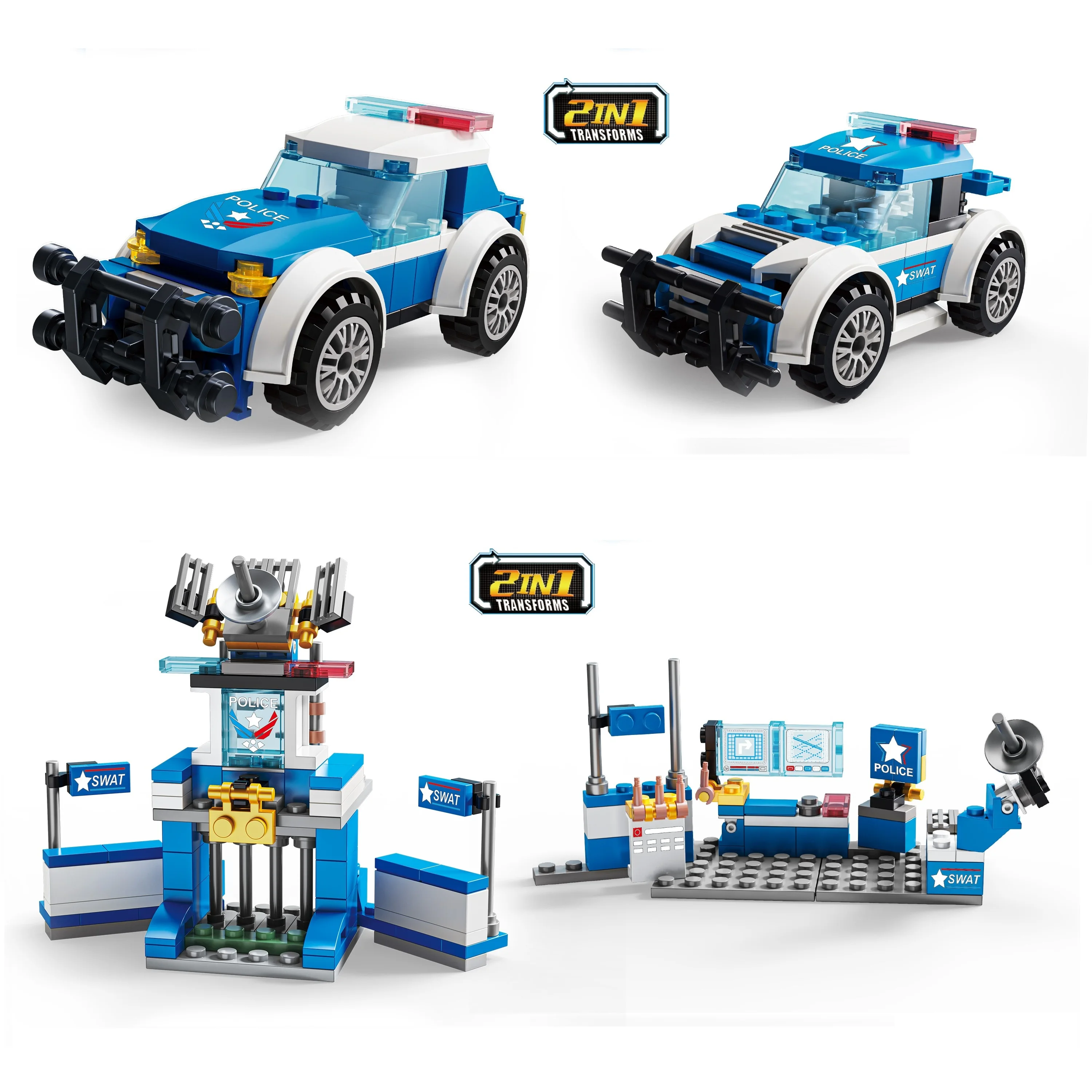 KFS Police Command Car Building Blocks Puzzle Compatible Toy Boy Small Particle Police Car Model