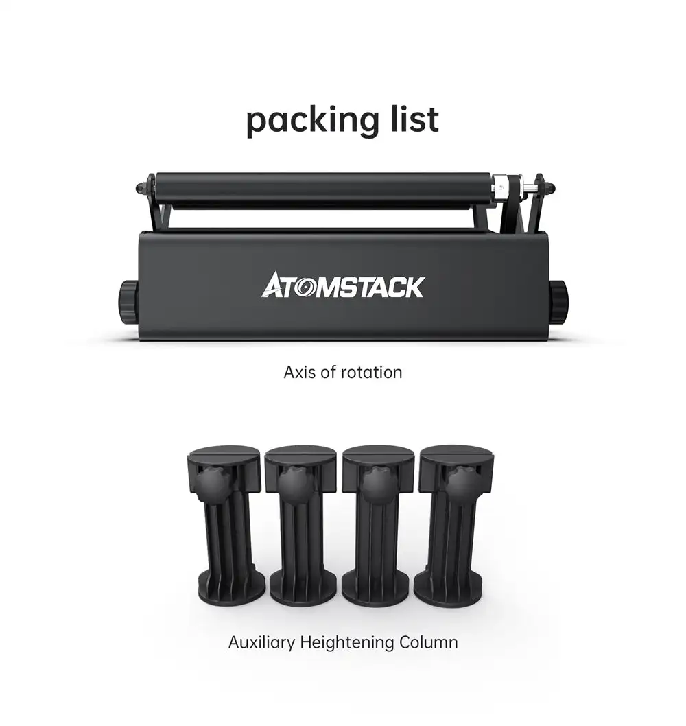 2023 New Arrival Atomstack R3 Pro Laser Rotary Roller With Auxiliary Heightening Column 360 Y-axis Rotary Engraving Machine