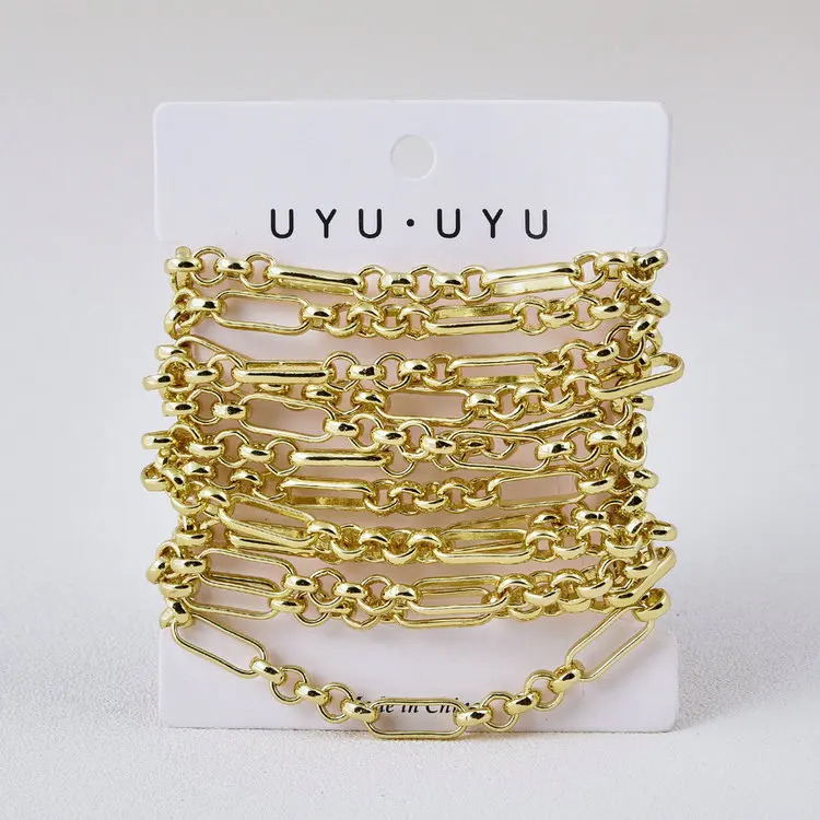 Chunky Thin Circle Twist Cable Small Round and Big Oval CircleTextured Gold Filled Chains For Jewelry