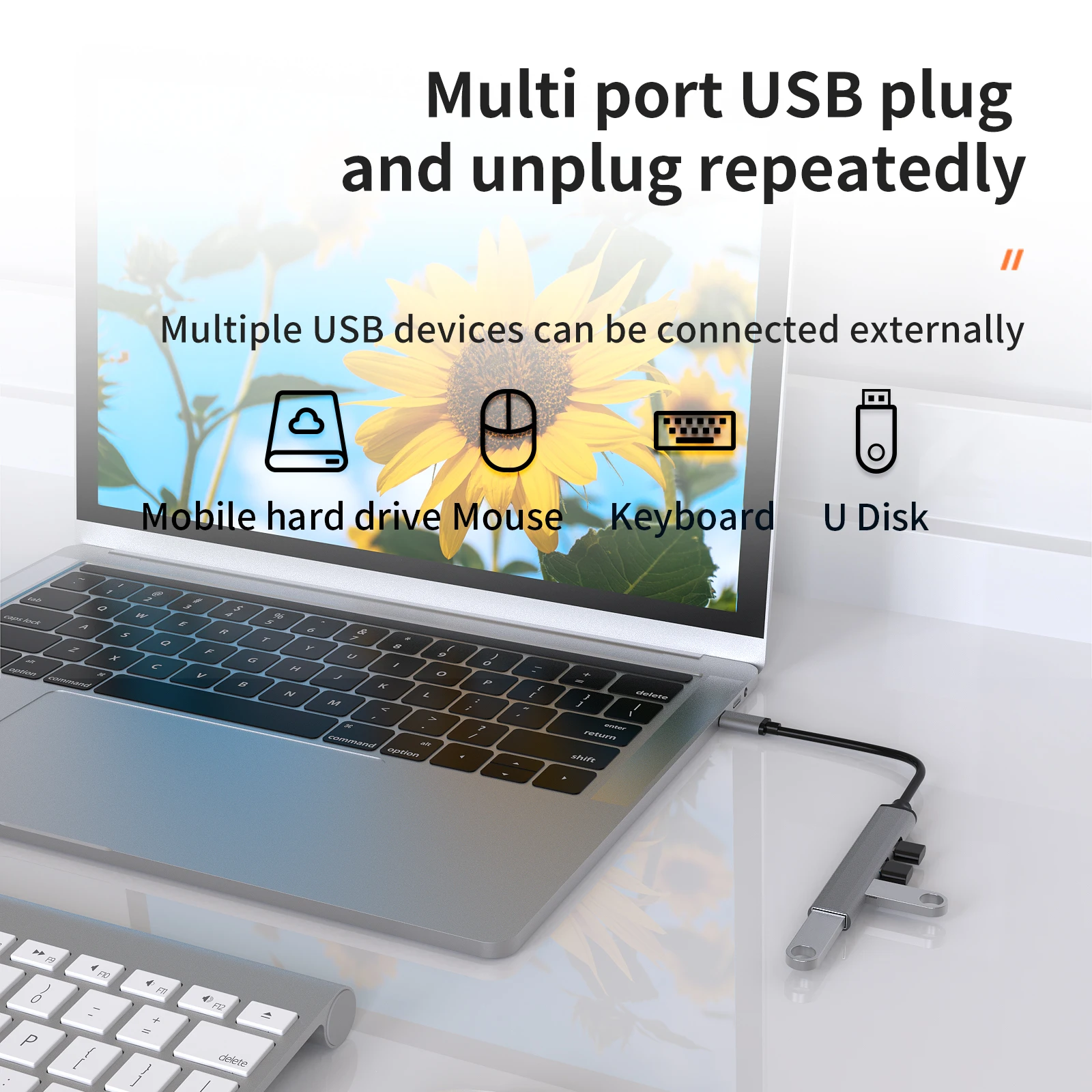 4 In 1 Multi USB 3.0 to 4 Ports USB 3.0 Aluminum Alloy Type c HUB Adapter for Computer Transfer Data USB HUB adapter