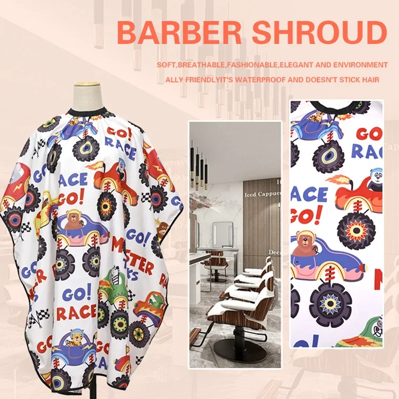 Eco-Friendly Cartoon Pattern Kids Capes Hair Cut Waterproof Polyester Pongee Cloth Barber Shop Styling Tool Hairdressing Salon