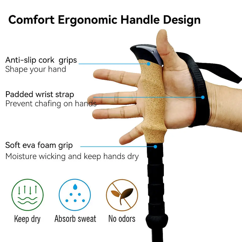 Telescoping 2 pack ultra light foldable pole canopy carbon fiber outdoor adjustable tent canopy trekking pole