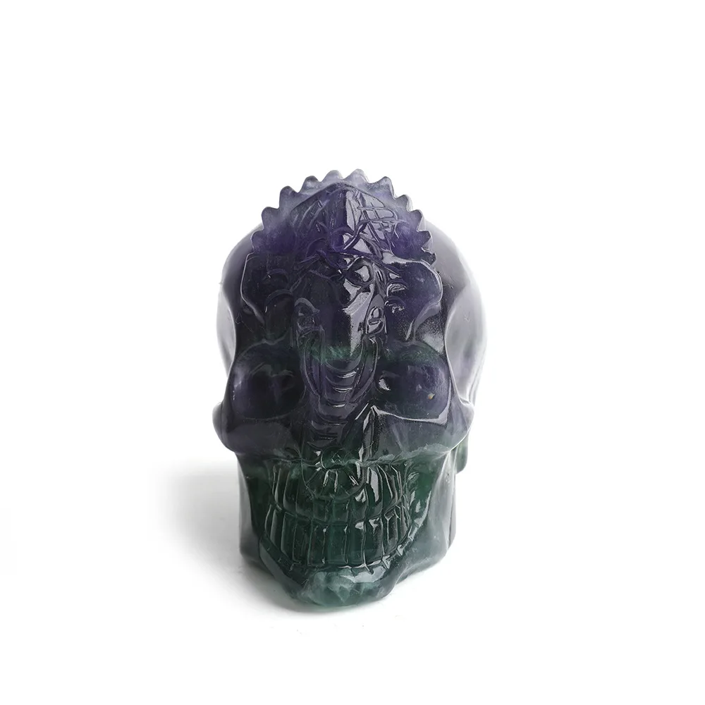 
hot sale natural Healing Crystal Stones fluorite skulls elephant carving for decoration 