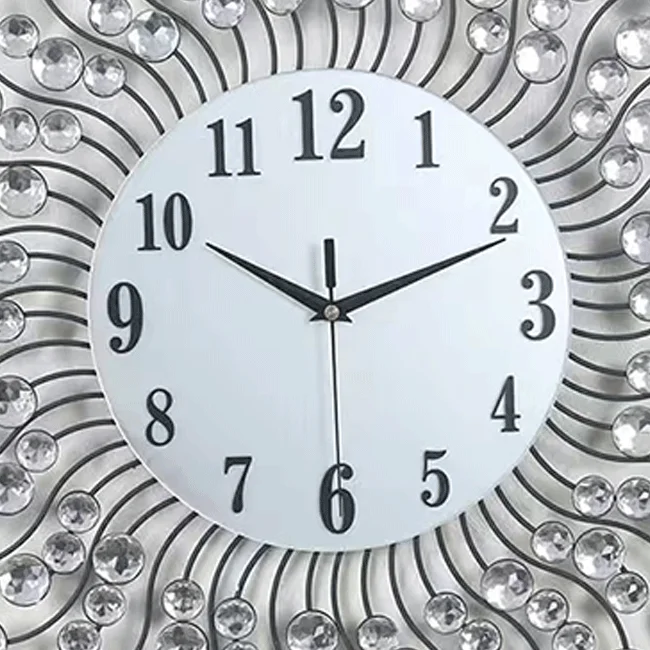 77*77cm Top Quality 3d Modern Luxury Diamond Clock Large Decorative Office Metal Art Wall Clock
