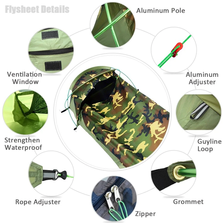 Geertop One man person touch air canvas bag camping swag bivy tent