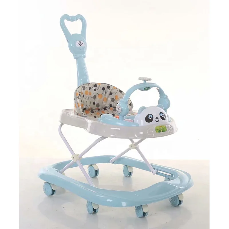 3 in 1 Baby Walker Sit Toy Cartoon Baby Trolly Walker with Push Handle 8 Swivel Wheel Baby Trolley Walker Rocker Chair