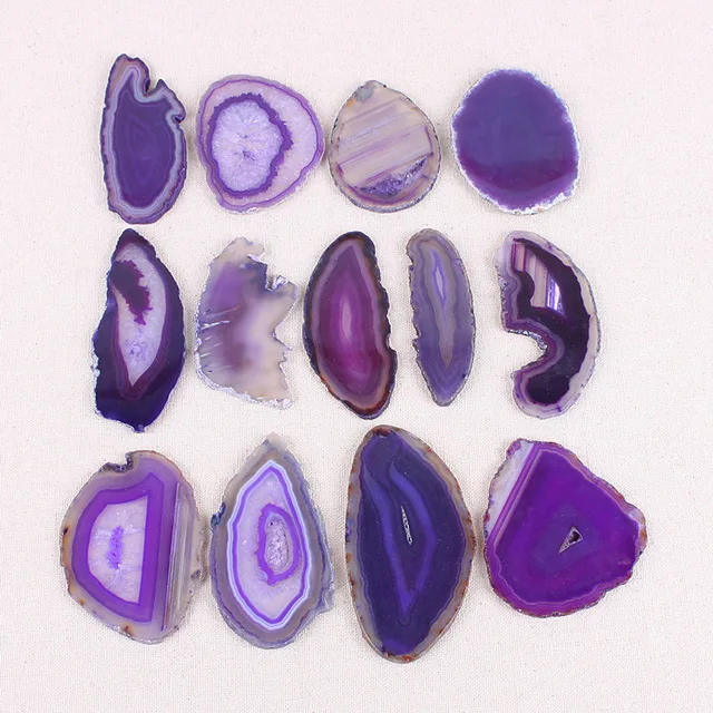 
Wholesale natural crystal stone polished drilled small agate slices 