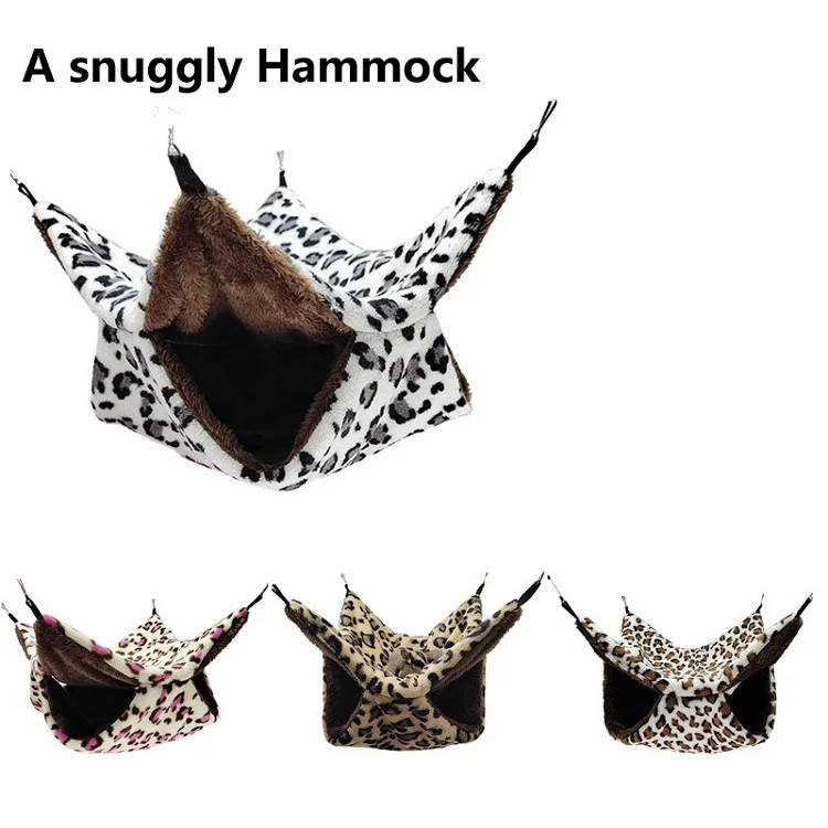 New Coral Fleece Arctic Fleece Rat Pet Sleeping Cave Bed Super Warm Leopard Print Pet Hammock