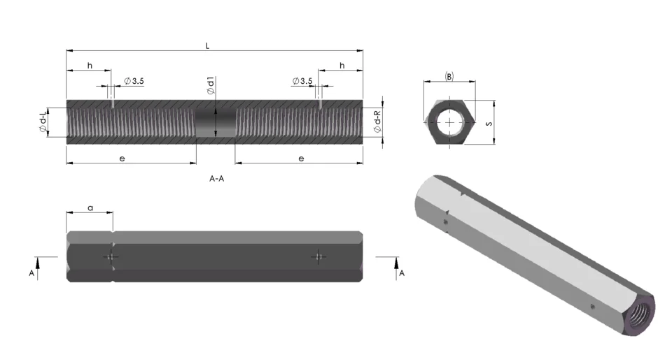 High Strength Thread Rod Hex Type M12 Stainless Steel Coupling Nuts Coupler Nut