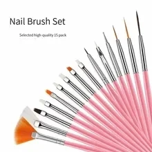 15 Pcs Nail Art Drawing Liner Brush Kit Acrylic Liquid Powder Carving Manicure Gel Brush Beauty Tools for Nail Salon