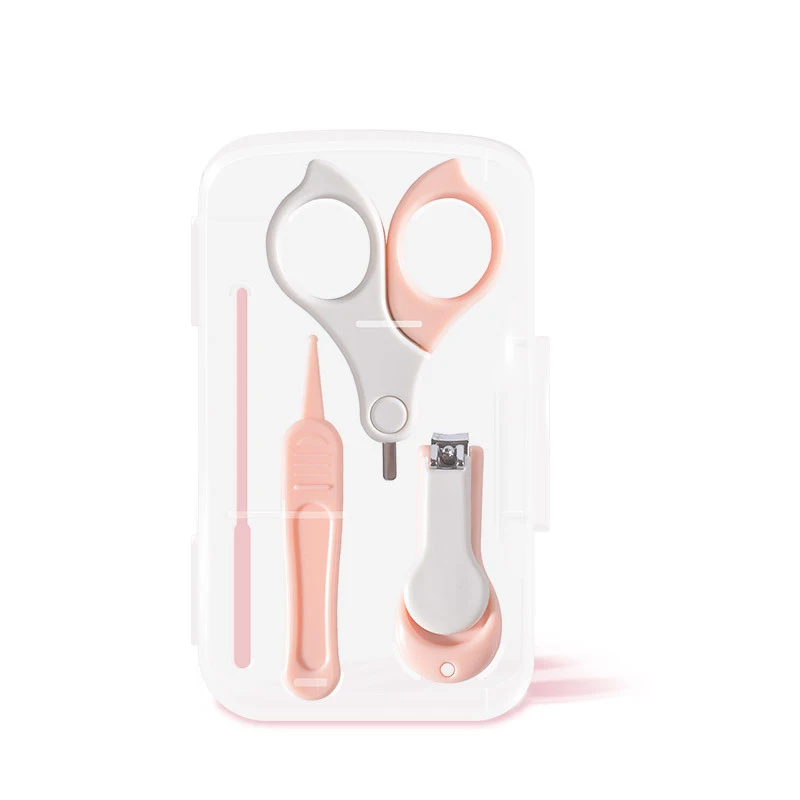 4 In 1 Newborn Baby Manicure Kit Nail Care Clippers Set Tweezers Fingernail Cutter Scissors Toenail Trimmer File with Cute Case