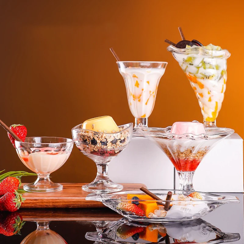 Оптовая продажа 250 мл 500 акриловая многоакриловая чаша для десерта чашка мороженого магазина десертов ресторана