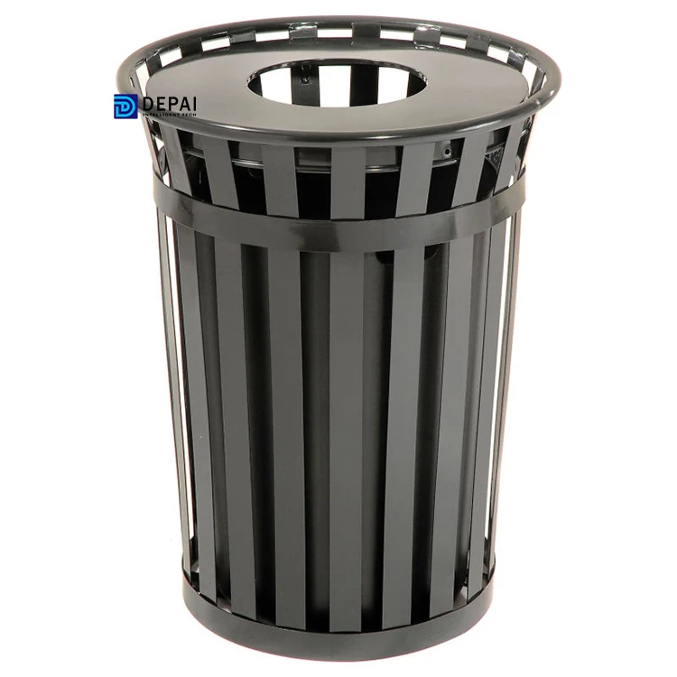 Public place garbage bin standing metal round recycling trash cans for American park
