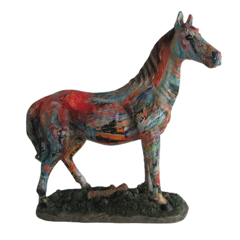 03649 Customized Resin Animals Home decoration Horse Figurine Water Transfer Printing Craft Souvenir