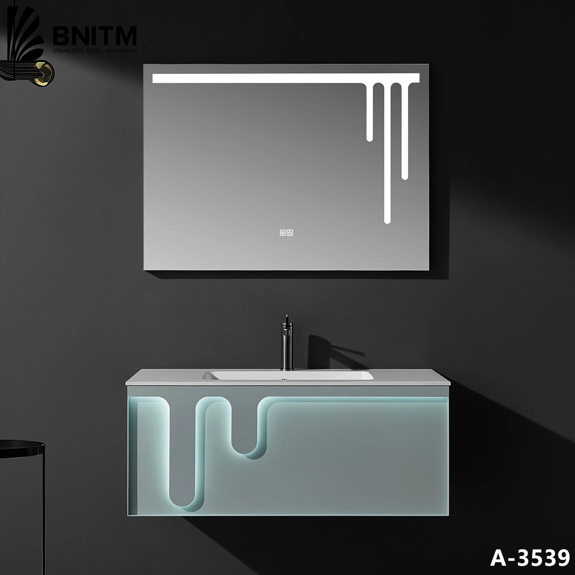 BNITM современный стиль плавающий шкаф для ванной комнаты с раковиной туалетный столик свежий синий шкаф для хранения смарт-квадратное зеркало