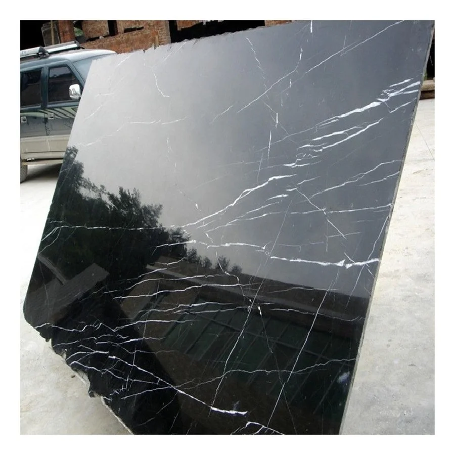 Nero marquina marble taurus alanya black slabs with glossy finish