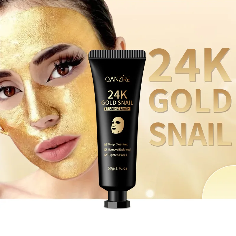 Double V Face Facial 24K Gold Foil Snail Tear Peel facial mask Peel Mask Deep Cleaning Smear facial