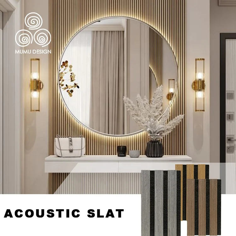 MUMU Oak Pine Timber Boards Decorative Soundproof Sound proof Wood Slat Acoustic Panel for Cinema or Hotel