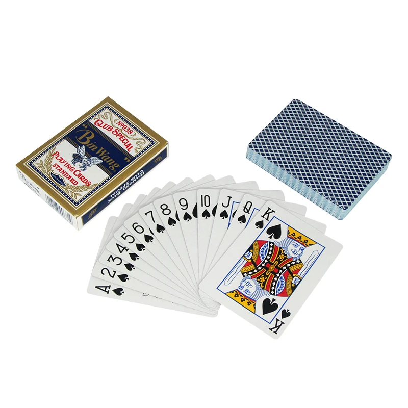 Bin Wang 938 Playing Cards Standard Blue Core Paper Club Special Plastic Coated Casino Quality Playing Cards Poker Wholesale